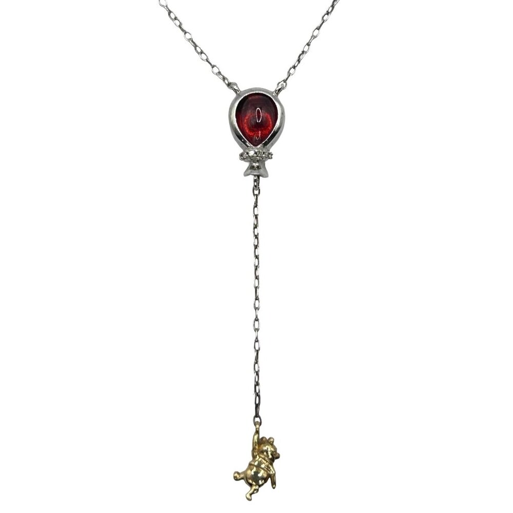 Disney Winnie the Pooh Garnet & Diamond Necklace Sterling Silver/10K Gold - 17"